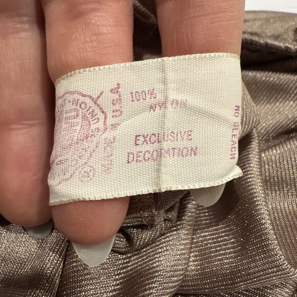 Vintage Flair Half Slip Skirt Side Slit Floral Lace Trim Beige Womens Size Large - Picture 9 of 9